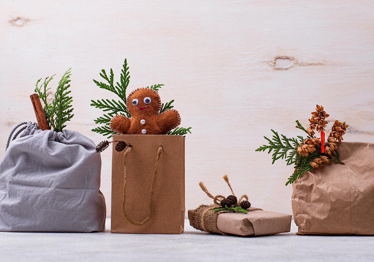 presents wrapped in brown paper